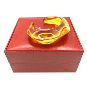 Baccarat France Crystal OCEANE PARMA GRANDE Wave Modernist Cuff Bracelet Gold